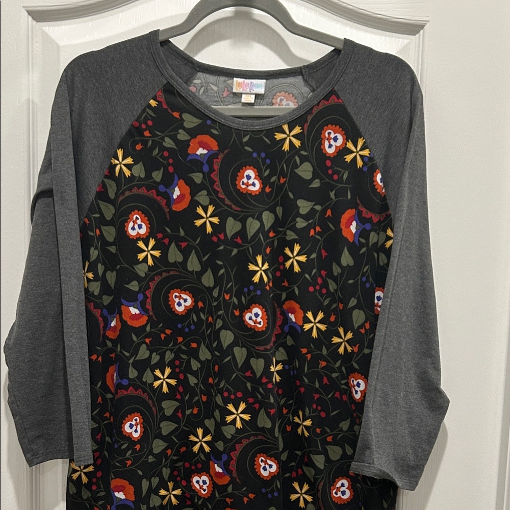 LuLaRoe Multicolor Floral Three Quarter Sleeve Tee